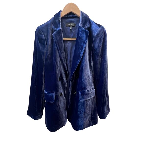 NWOT Talbots Navy Blue Velvet Velveteen Preppy Academia Women's Blazer Size 10P - Picture 2 of 12